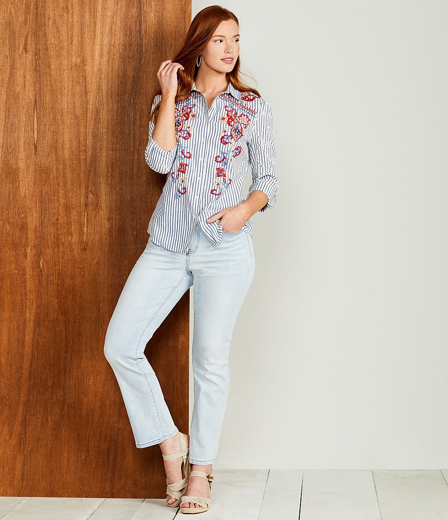 Reba Guiliana Flared Leg Mid Rise Ankle Jeans