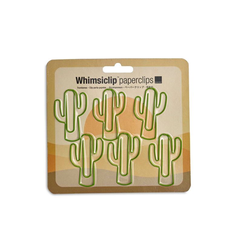 Design Ideas 6 Pack Jumbo Cactus Paperclips, Green, 1.2" x 2"
