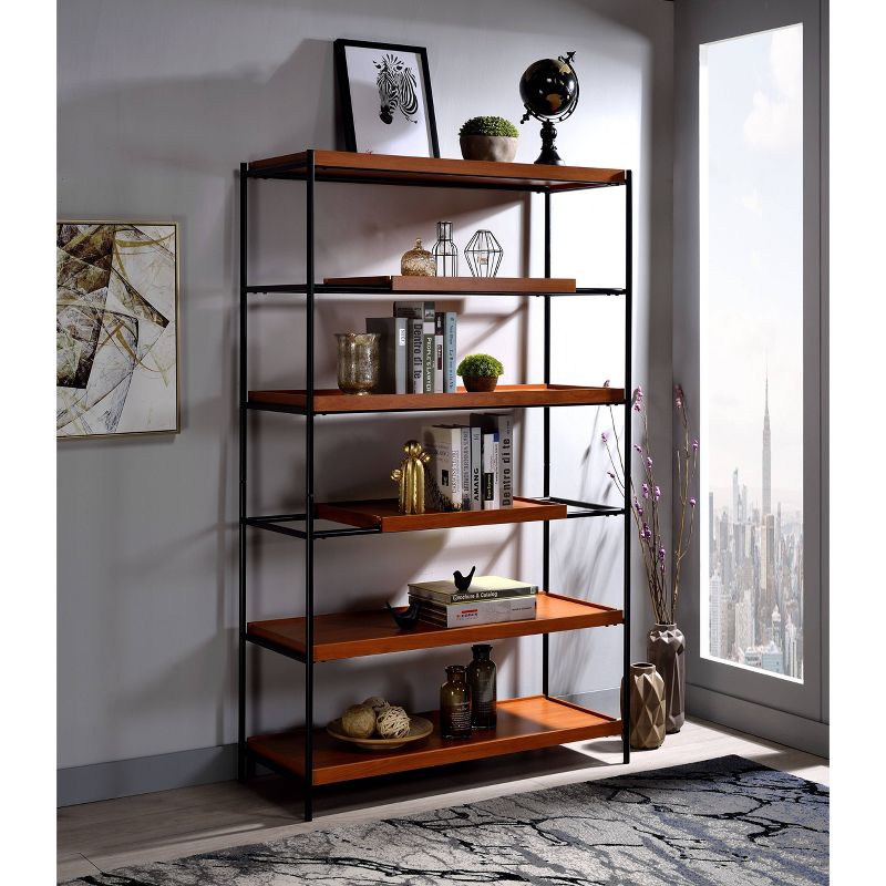 70" Oaken Bookcase Honey Oak/Black - Acme Furniture