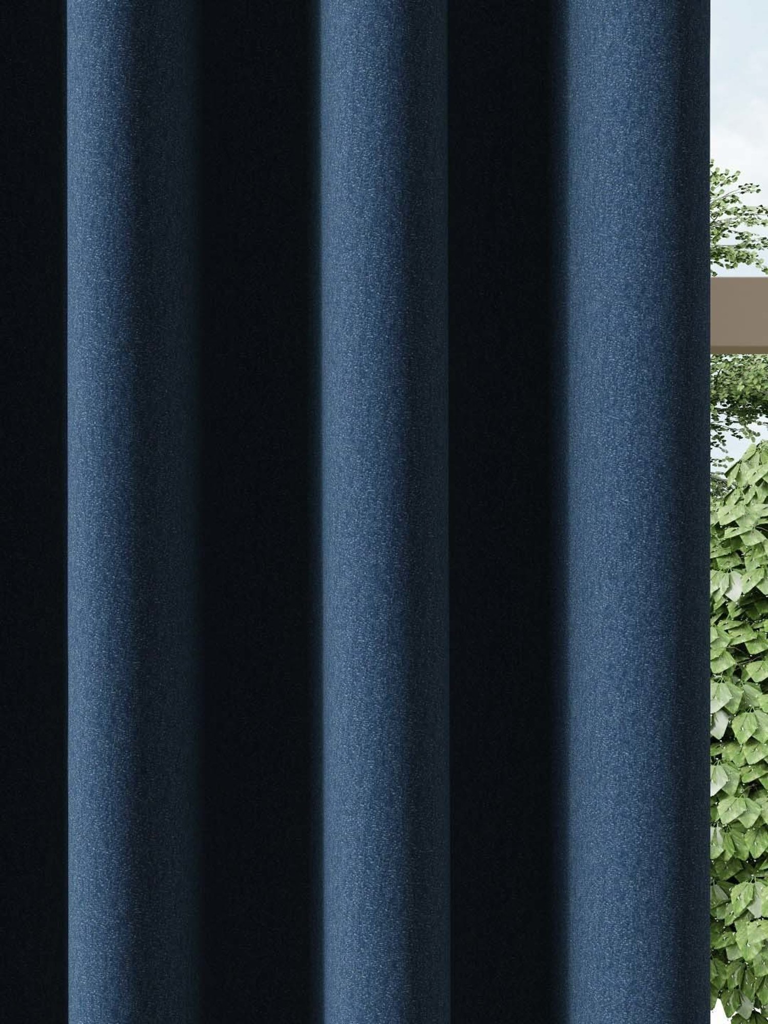 DDecor Blue Solid Polyester 7 ft Door Curtain