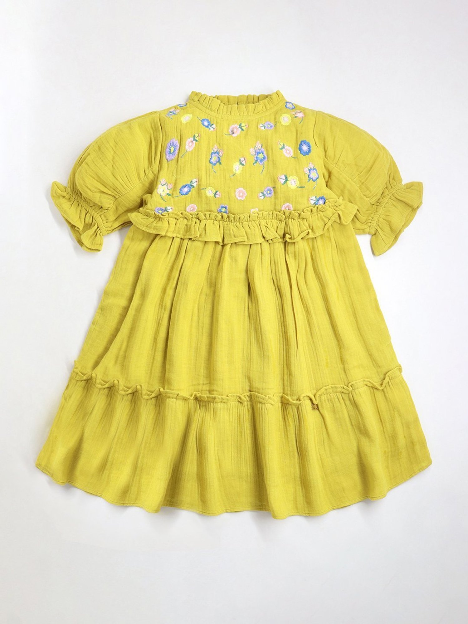 Cherry Crumble By Nitt Hyman Kids Green Embroidered Dress