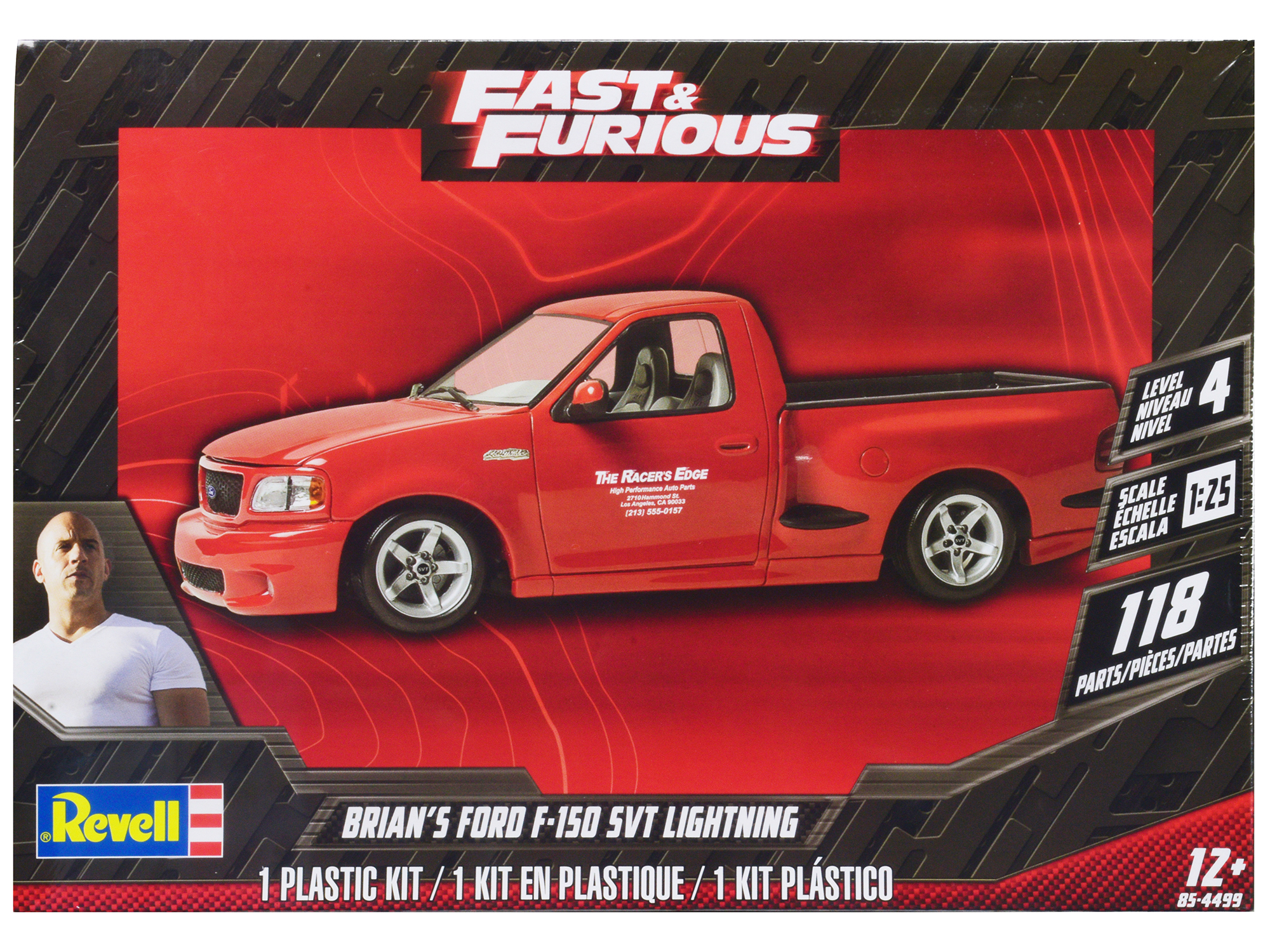 Level 4 Model Kit Brian&rsquo;s Ford F-150 SVT Lightning Pickup Truck "Fast and Furious" 1/25 Scale Model by Revell