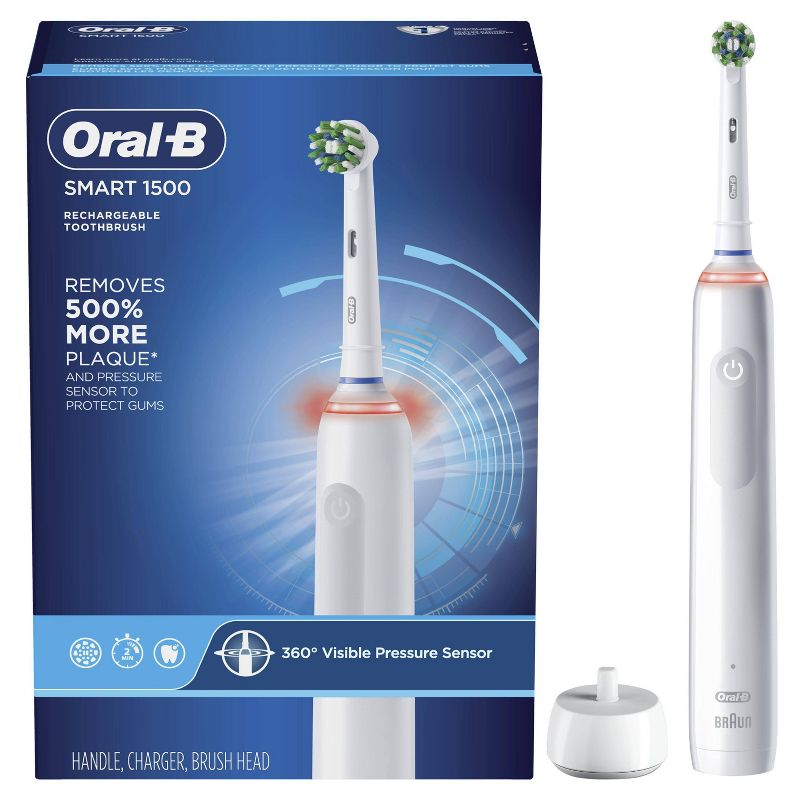 Oral-B Pro 1500 CrossAction Electric Power Rechargeable Battery Toothbrush Powered by Braun