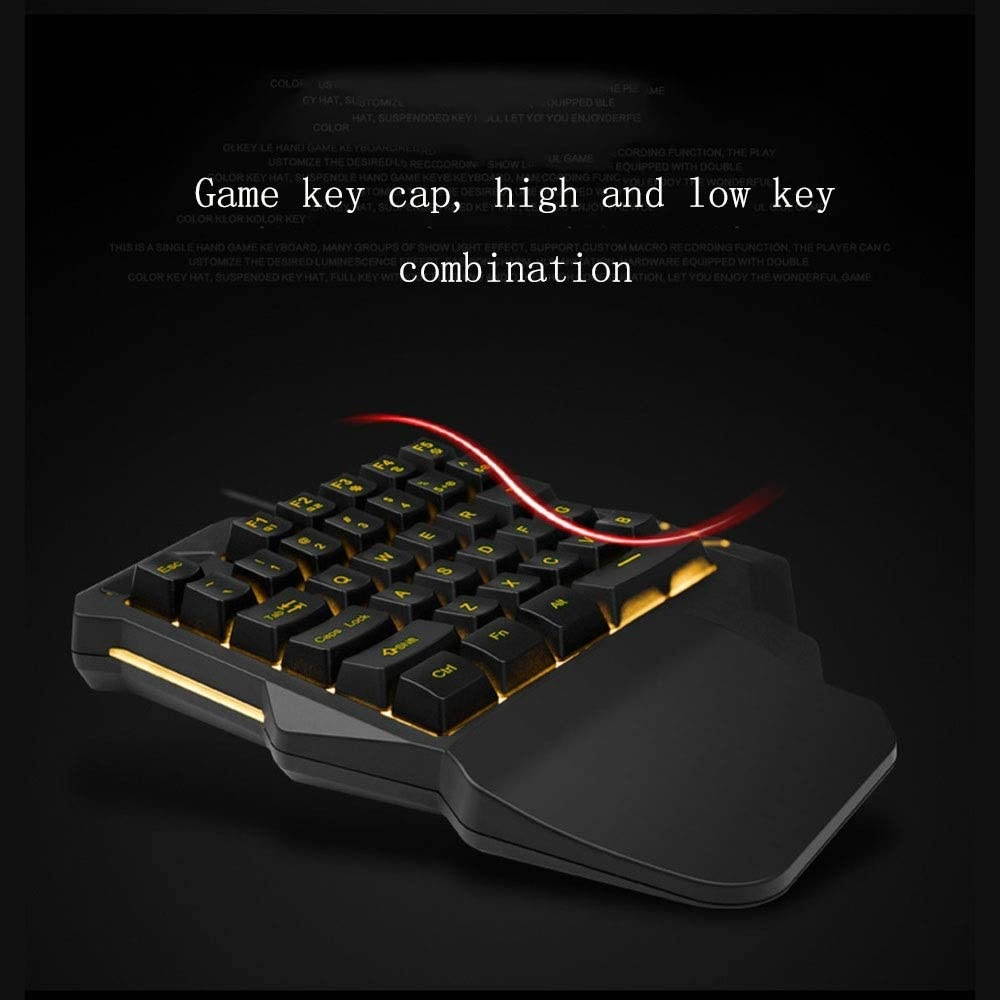 QCSMegy One-Handed Keyboard RGB Light Effect Game Keyboard to Eat Chicken LOL Hand Game Keyboard (Color : Mixed Version)