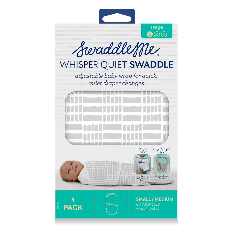 SwaddleMe Whisper Quiet Swaddle with Easy Change Newborn S/M - Square Dance