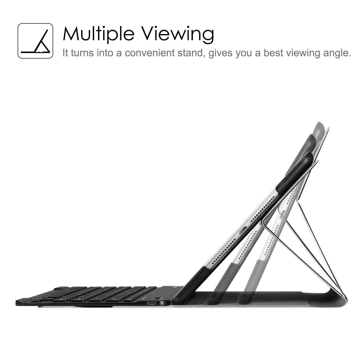 Fintie iPad 9.7 2018 / 2017 / iPad Air 2 / iPad Air Keyboard Case - Slim Shell Stand Cover w/ Magnetically Detachable Wireless Bluetooth Keyboard for iPad 6th / 5th Gen, iPad Air 1 / 2, Black