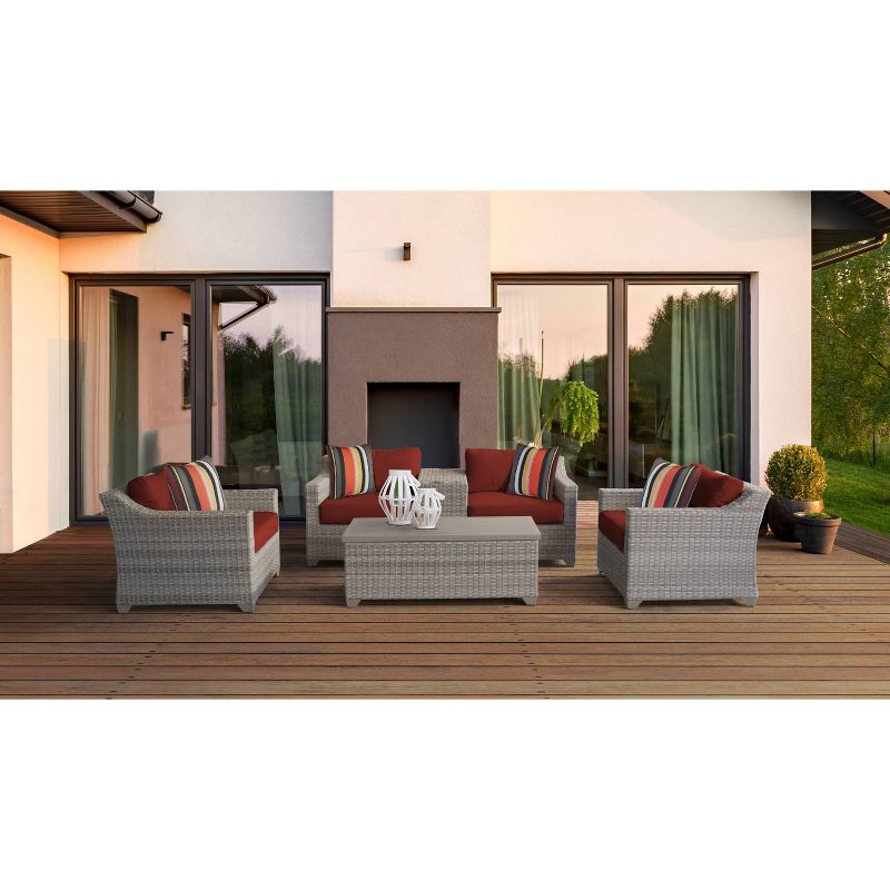 Fairmont 6pc Patio Sectional Seating Set with Cushions - Terracotta - TK Classics