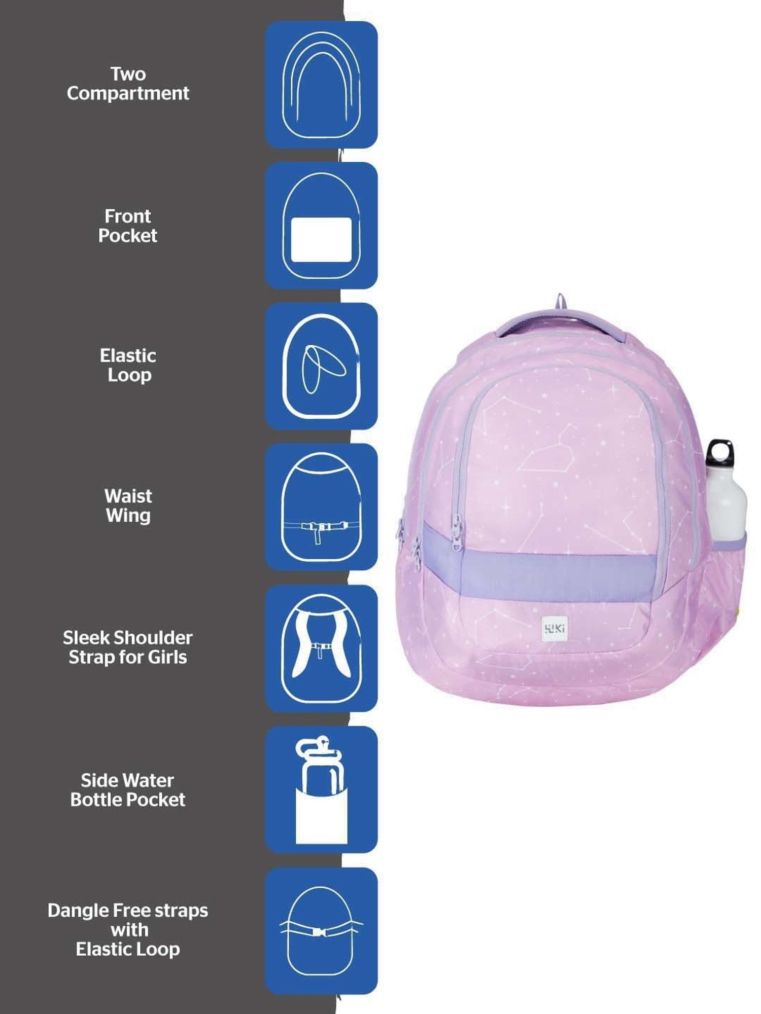 Wiki 27.5 Ltrs Pink Medium Backpack