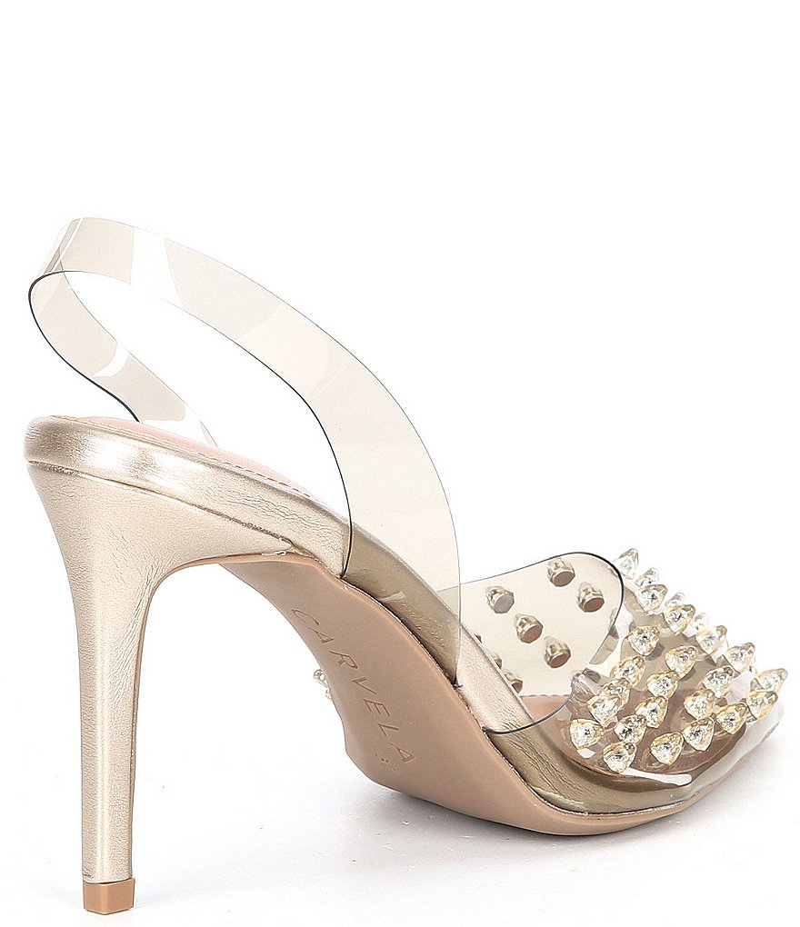Carvela Lapiz Clear Studded Sling Pumps