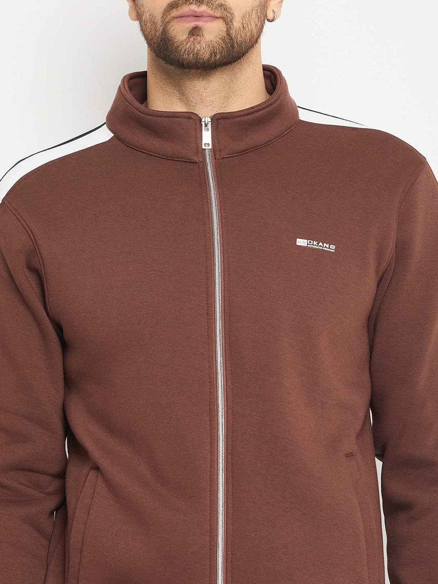 Okane Brown Regular Fit Colour Block Tracksuit