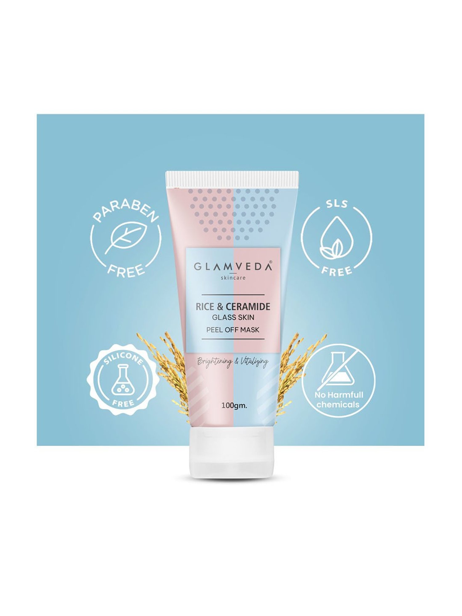 Glamveda Rice and Ceramide Glass Skin Peel Off Mask - 100 gm