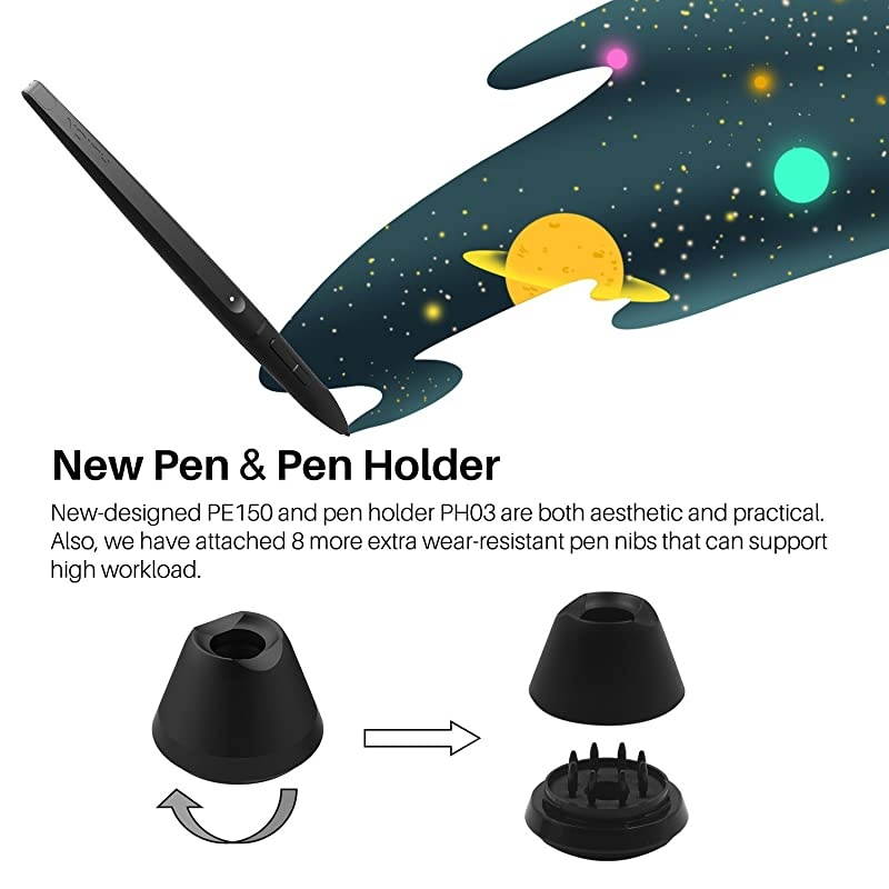 WH1409 Wireless Graphics Pen Drawing Tablet with 12 Express Keys and 8192 Pressure Sensitivity