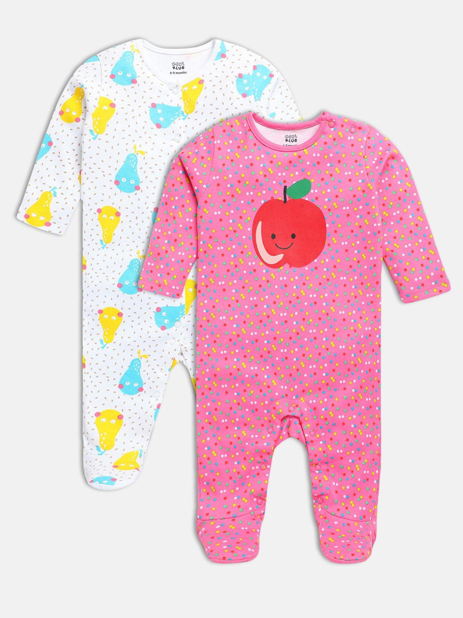 Ed-a-Mamma Baby Pink & White Printed Bodysuit (Pack Of 2)