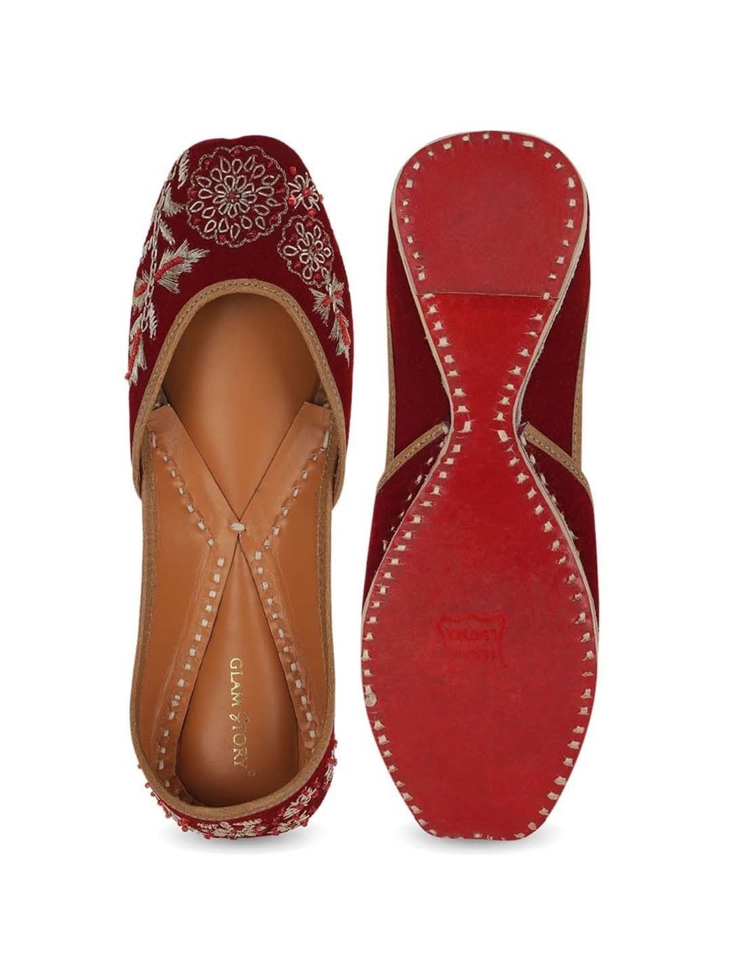 Glam Story Women's Maroon Ethnic Juttis