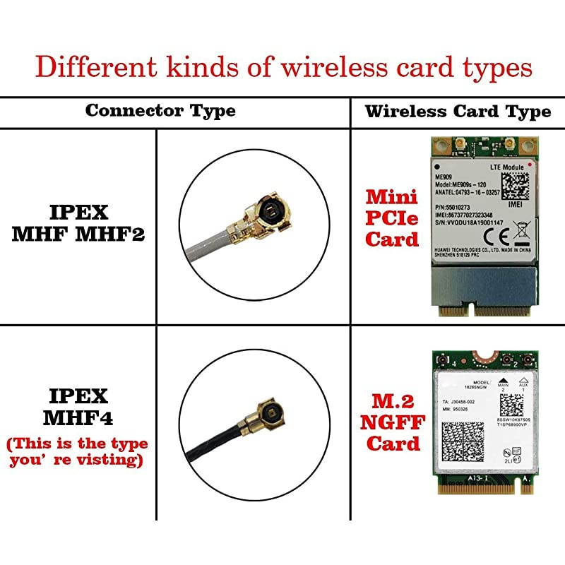 to SMA M2 NGFF to RPSMA Female MHF4 IPX4 IPEX4 Ipex Connector Pigtail WiFi Antenna Extension Cable 10 inches 4 Pcs