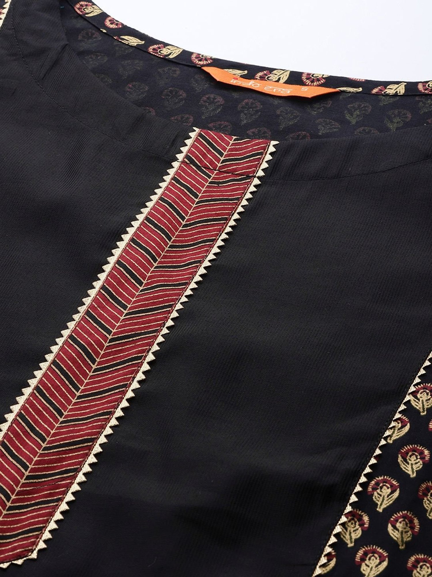 Indo Era Black Woven Pattern Kurta Palazzo Set With Dupatta