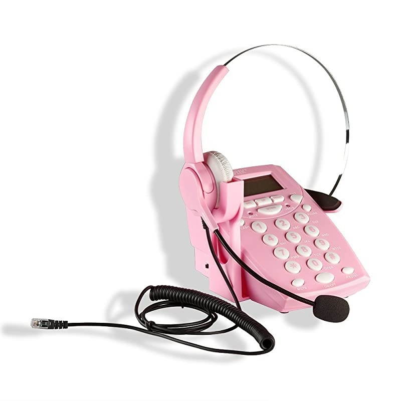 Call Center Dialpad Corded Headset Pink Telephone with Tone Dial Key Pad amp REDIAL