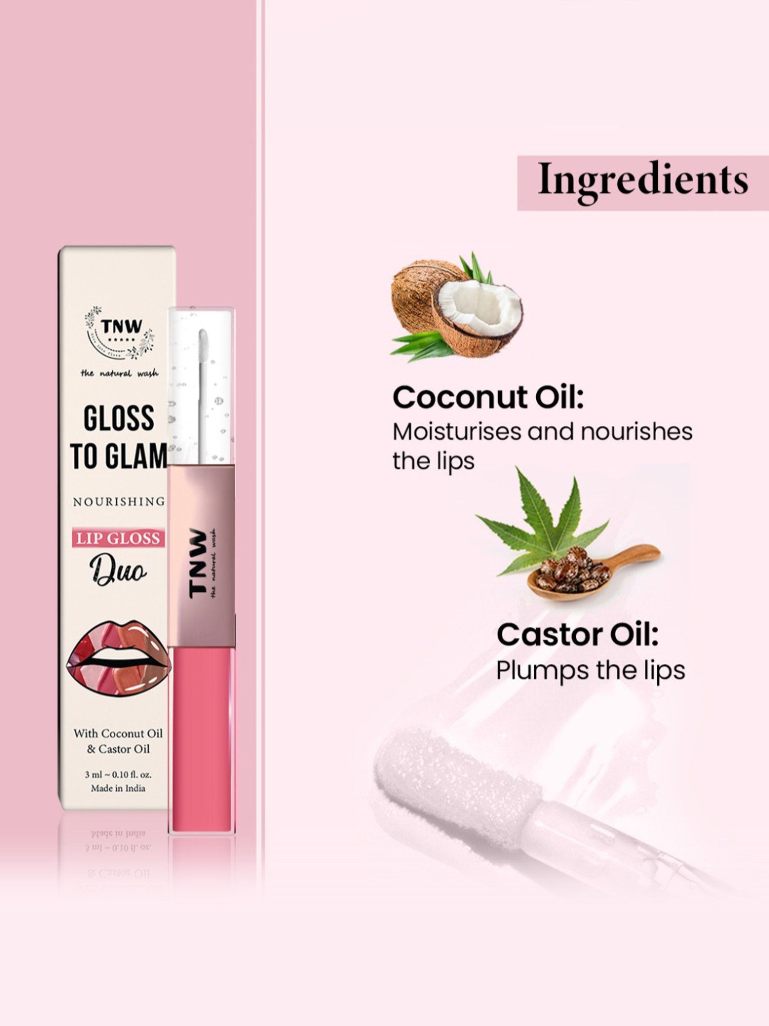 TNW-The Natural Wash Gloss To Glam Nourishing Lip Gloss Duo Raindrop-Slush - 3 ml