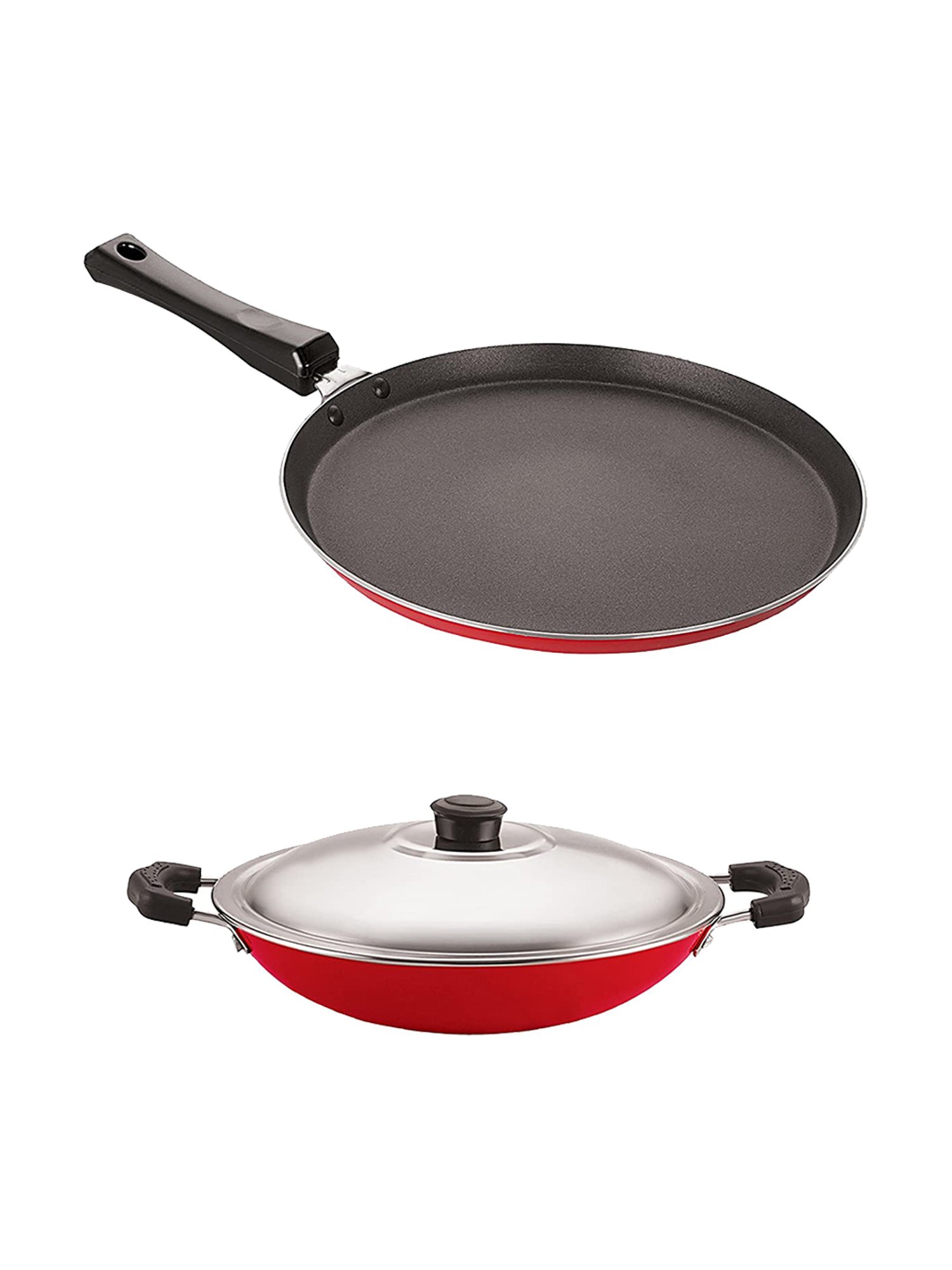 Nirlon Non-Stick Red Aluminium Bpa Free Kitchen Cooking Essential Set