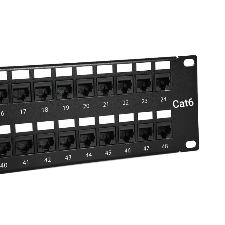 NewYork Cables 48 Port Cat6 RJ45 Patch Panel Rackmount 2U Cat6 110 T568A/B 19 Inch Patch Panel RJ45 Ethernet Network 550Mhz