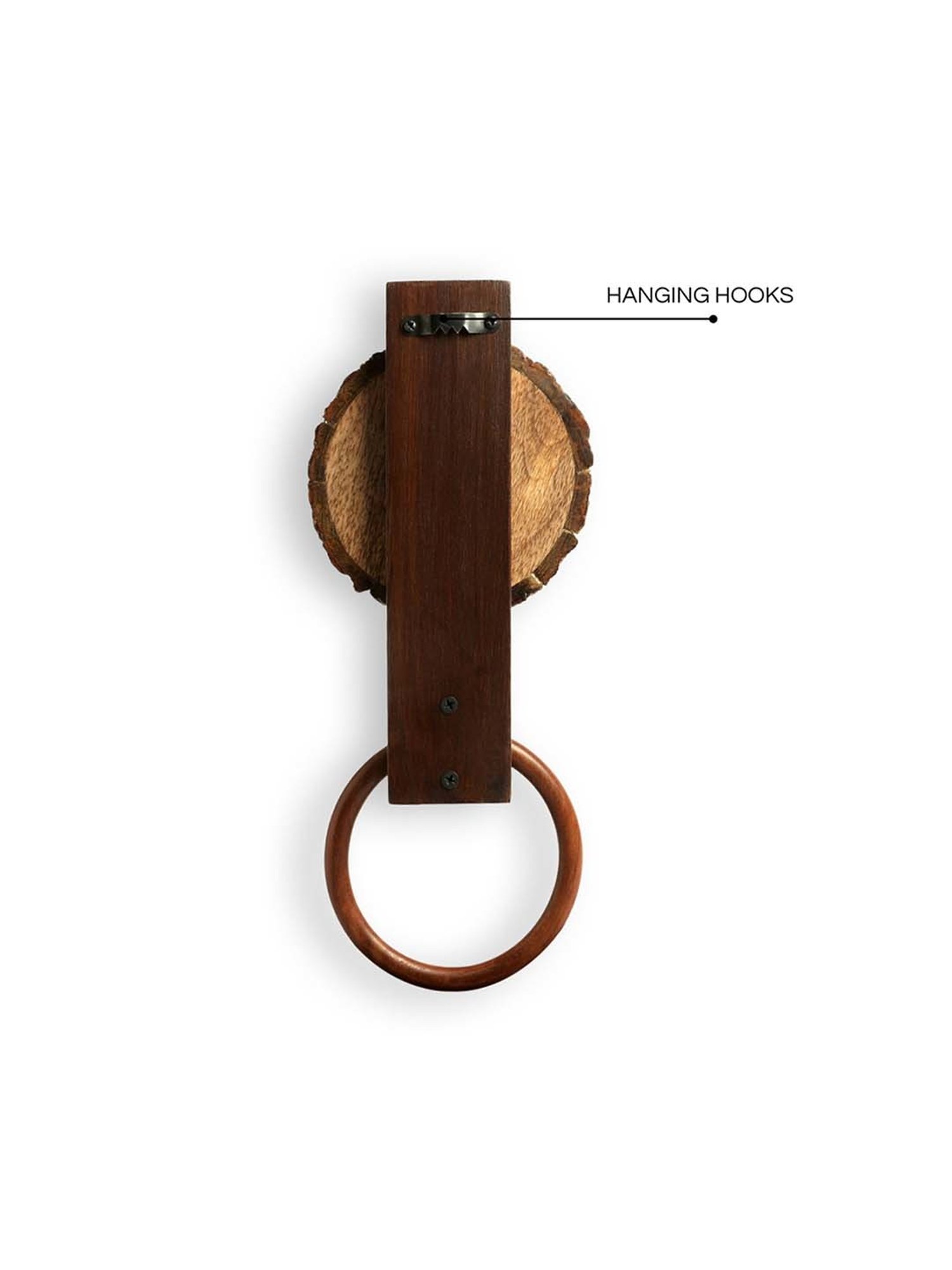 ExclusiveLane Singing Bird Dark Brown Mango Wood Hand Towel Ring Holder