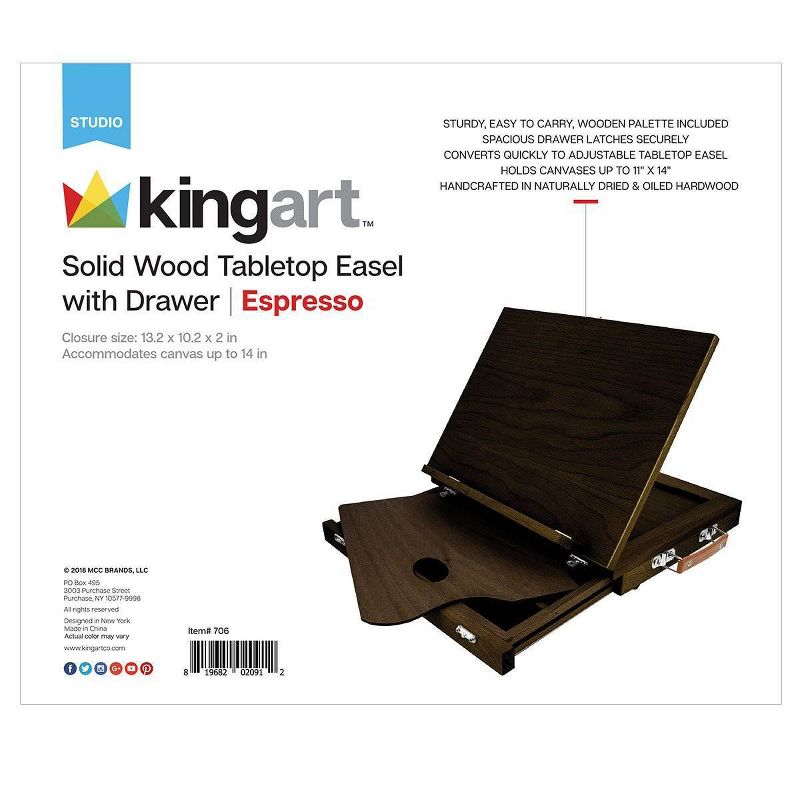 Kingart Solid Wood Tabletop Easel w/Drawer - Espresso