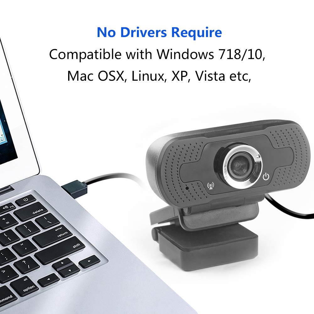 1080P Webcam with Microphone, HD Webcam Computer Web Camera with USB Plug for Video Calling Conferencing Online Teaching Live Streaming