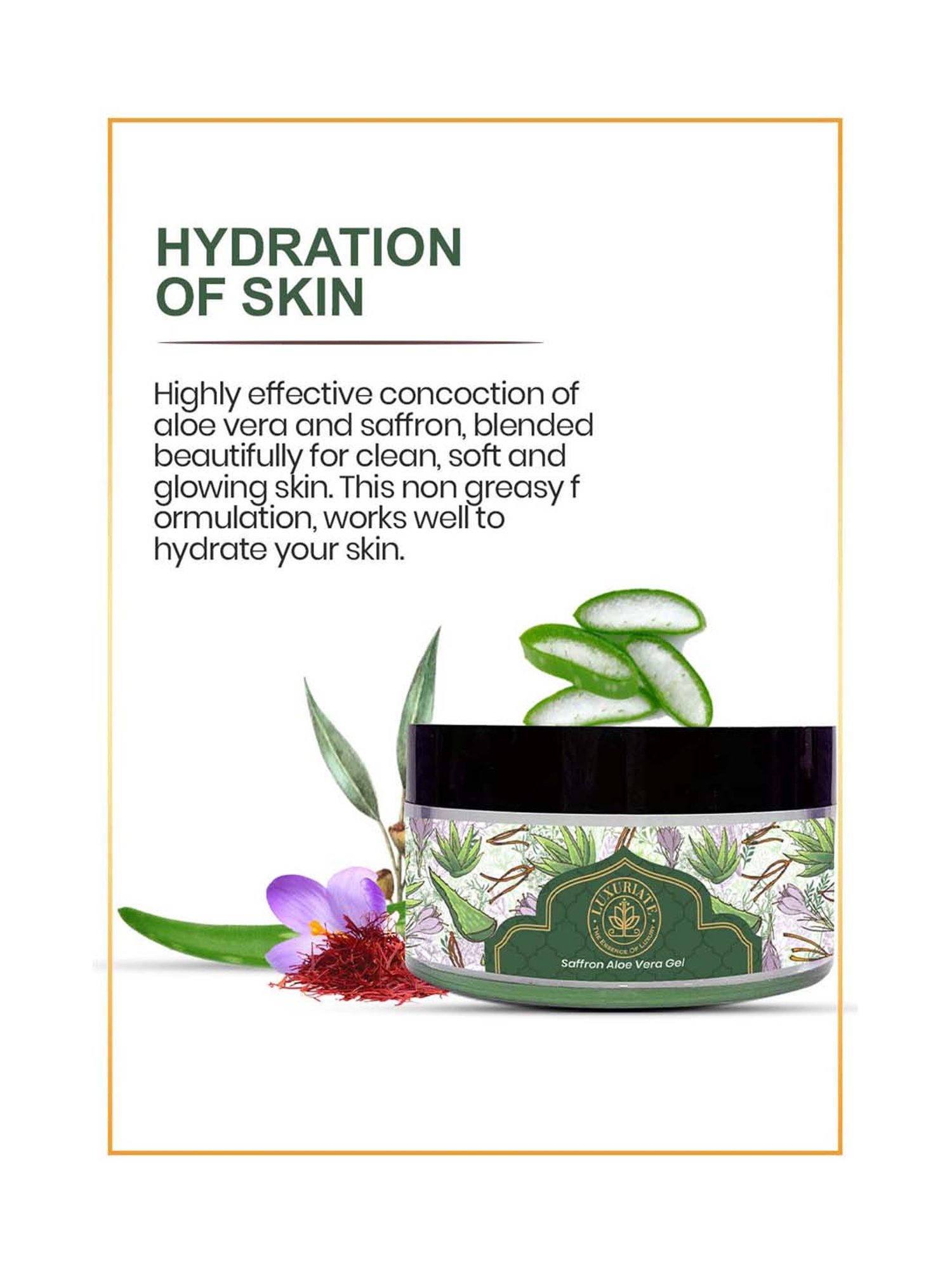 Luxuriate Natural Organic Aloe Vera Saffron Strands Gel - 100 gm
