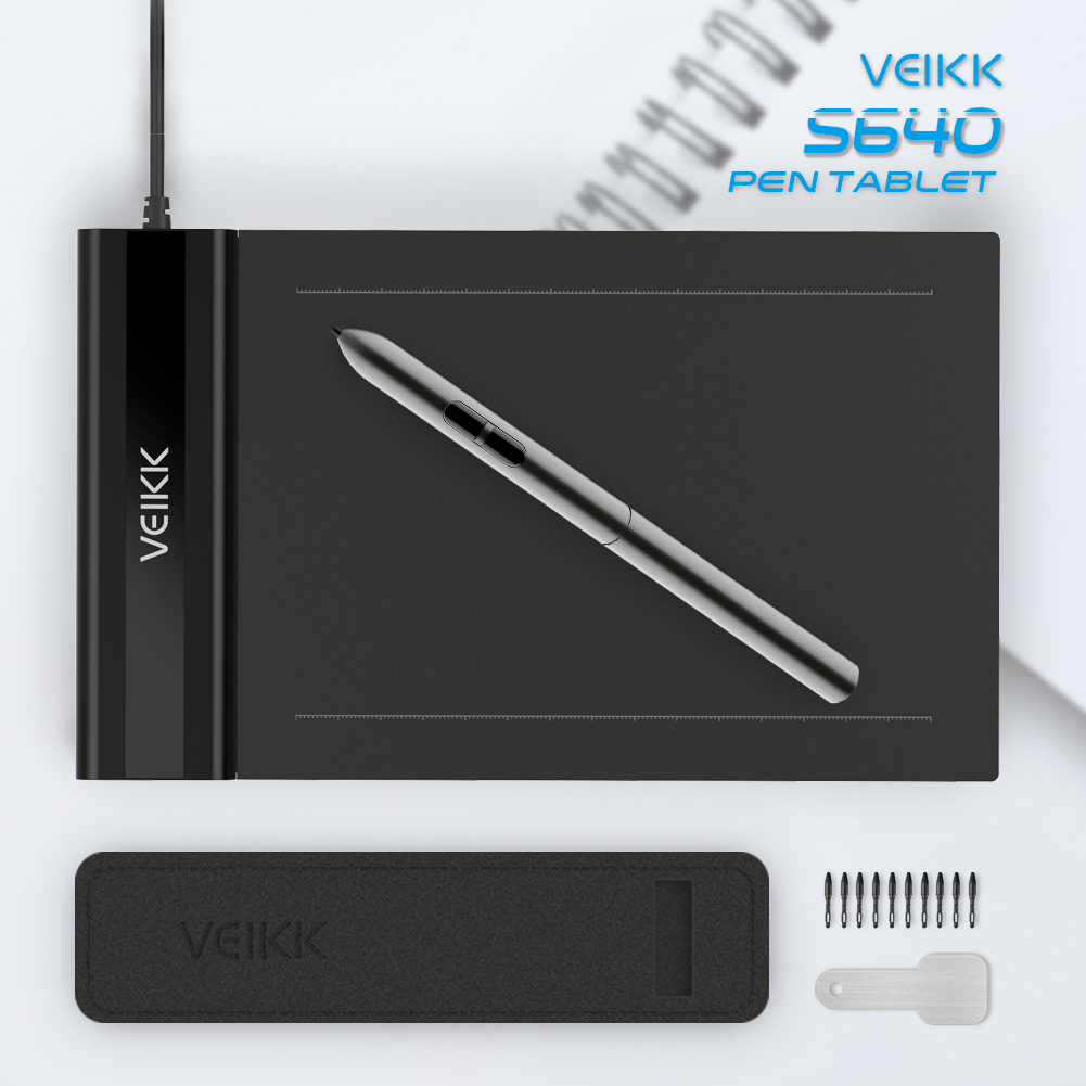 VEIKK S640 V2 OSU!Ultrathin Tablet  6x4 Inch Digital Drawing Pen Tablet with Battery-free Pen (8192 Levels Pressure)for Android Windows and Mac OS
