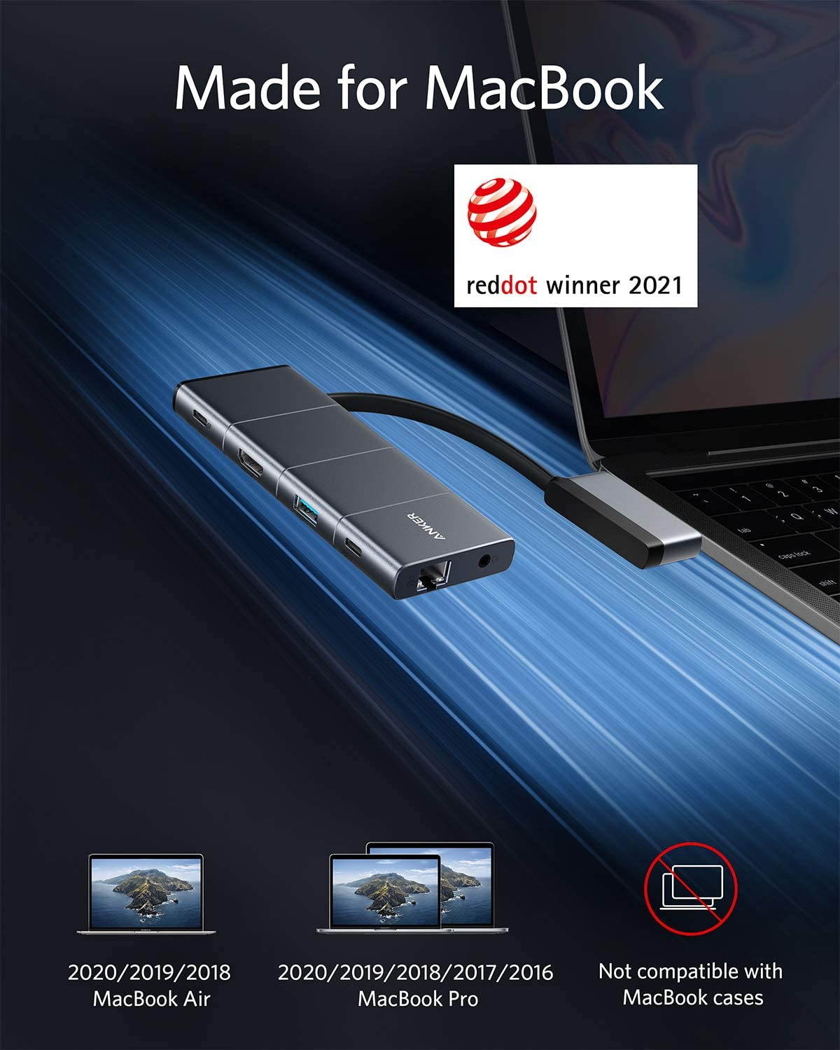 Anker USB C Hub for MacBook, PowerExpand 9-in-2 USB C Hub with 85W Power Delivery, 4K@30Hz HDMI, USB C Multi-Function Port, 2 USB-A 3.0 Ports, 1 Gbps Ethernet, 3.5 mm Audio, SD and microSD Card Reader