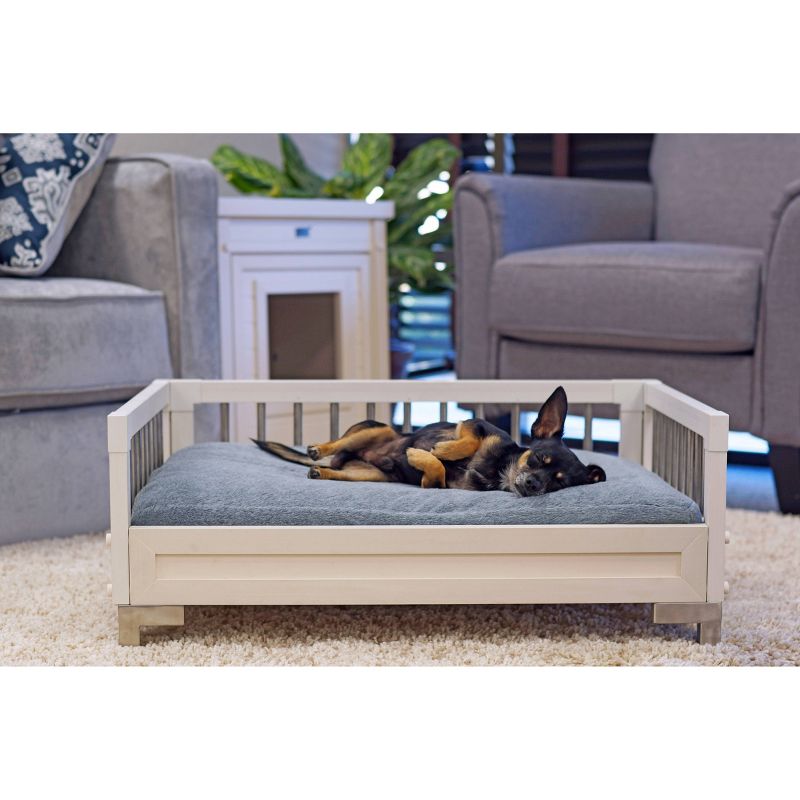 ECOFLEX Raised Dog Bed with Memory Foam Cushion - Antique White - Large