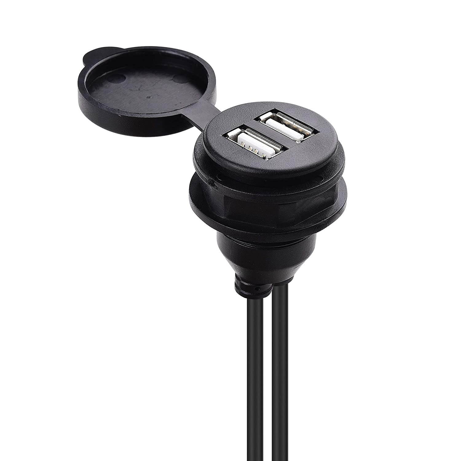 Cable Matters Car Stereo Dual USB Port Extender Cable/USB Panel Mount Cable - 3 Feet