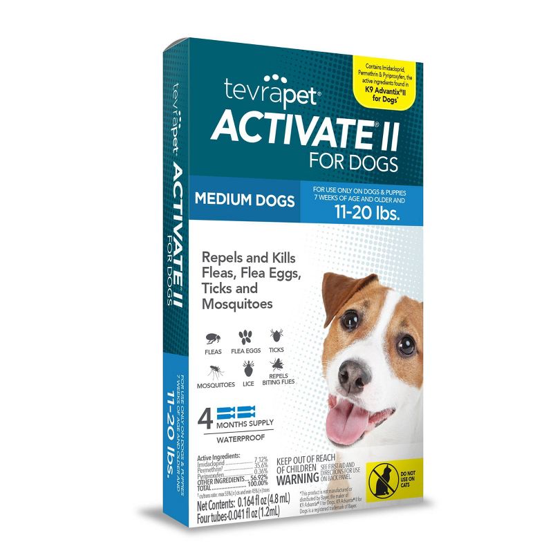 Tevra Pet Activate II Dog Insect Treatment - 11 to 20lbs - 4 Doses
