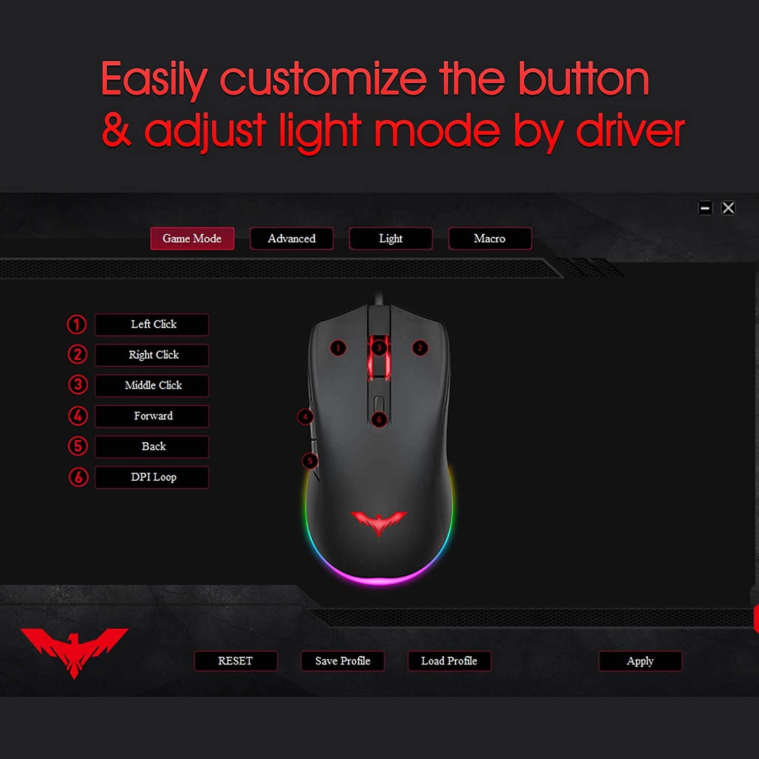 Havit RGB Gaming Mouse Wired PC Gaming Mice with 7 Color Backlight 6 Buttons Up to 6400 D P I Computer USB Mouses for Desktop Laptop Gamer & Work