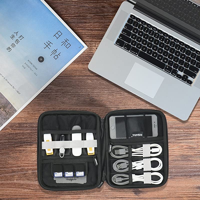 Universal Cable Organizer Bag  Small Electronics Accessories Cases Travel Carrying Pouch for USB Cables Earphone Charger Phone Charging Cords Blue