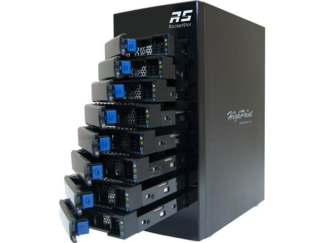 HighPoint RocketStor 6418AS - 8-Bay 6 Gb/s SAS / SATA Hardware RAID Tower Enclosure