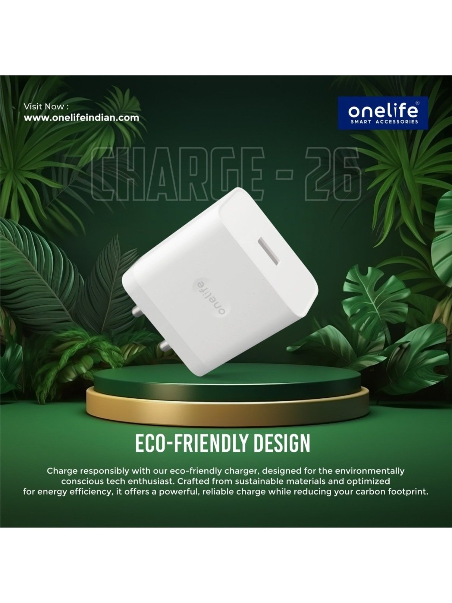 Onelife CH 26 44W USB Quick Charger for iPhone (White)