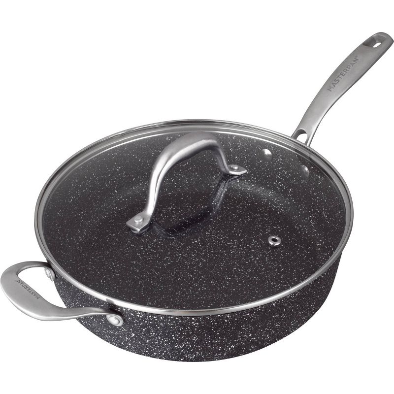MasterPan 5qt Non-Stick Cast Aluminum Sautee Pan with Glass Lid Black