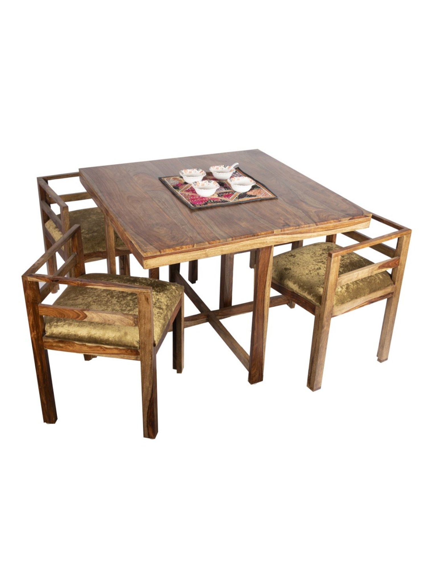 Nilkamal Olivia Brown Solid Wood - Rubberwood 6 Seater Dinning Table set
