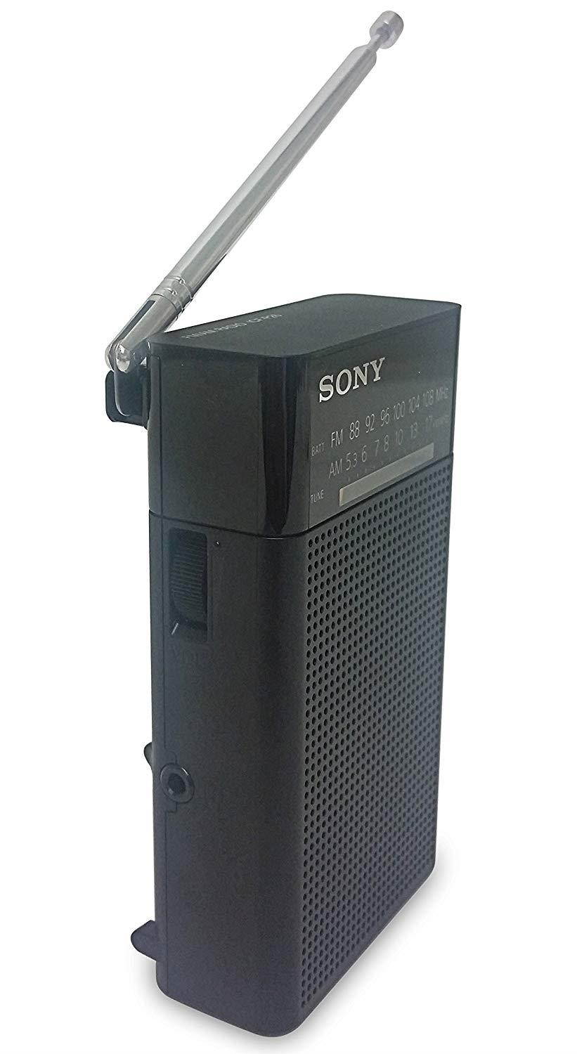 Sony ICFP26 Portable AM/FM Radio (Black) w/ Re-charger, batteries, and headphones