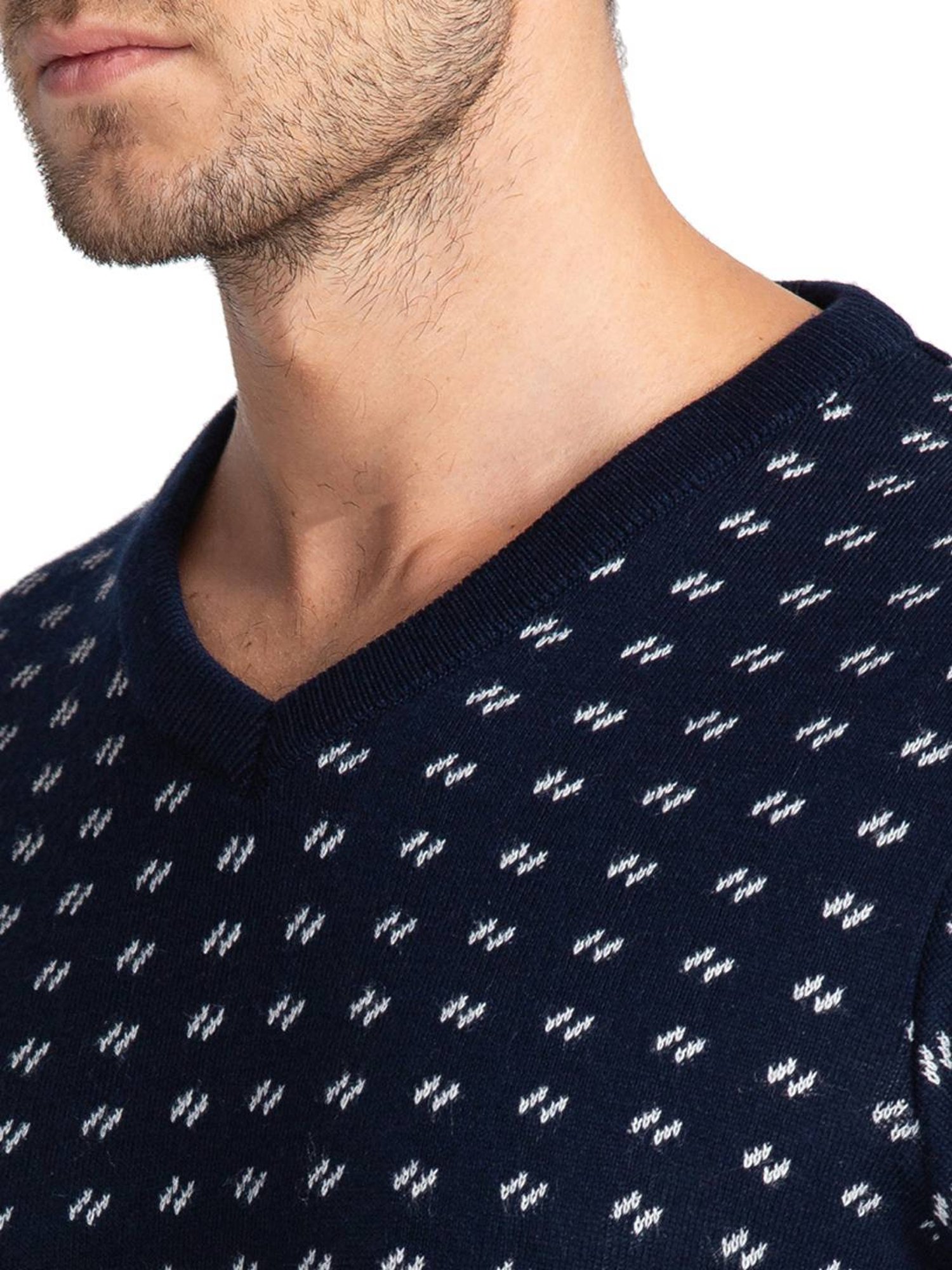 Parx Blue Regular Fit Printed Sweaters