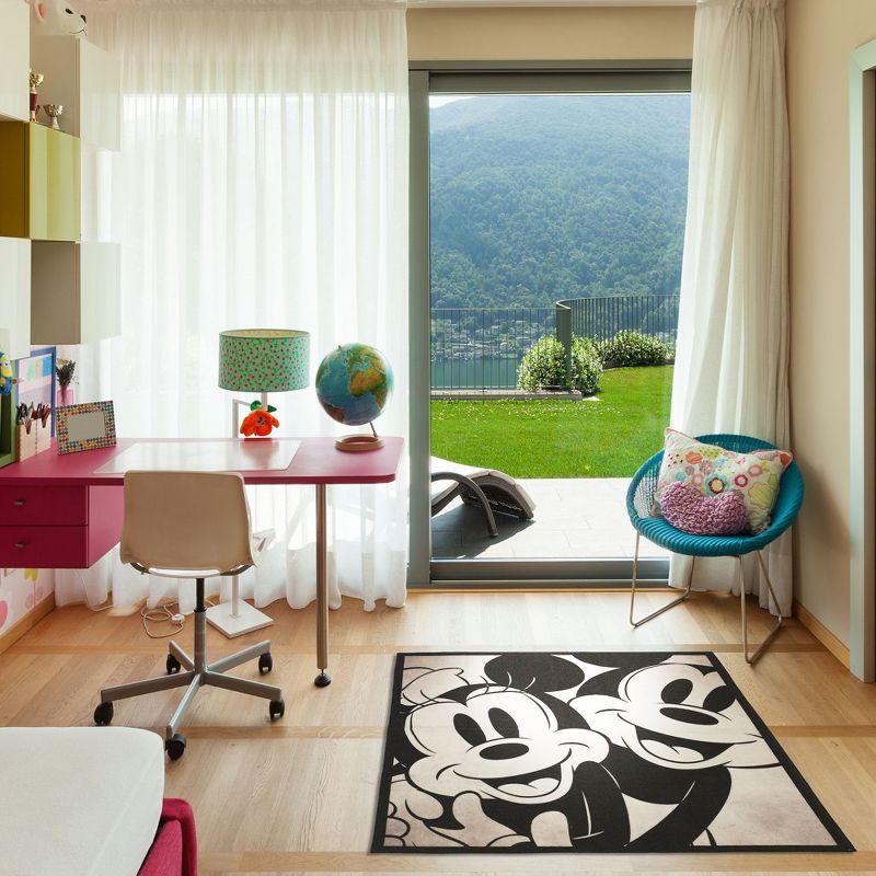 Disney Mickey Mouse Classic Black & White Rug (54"x54")