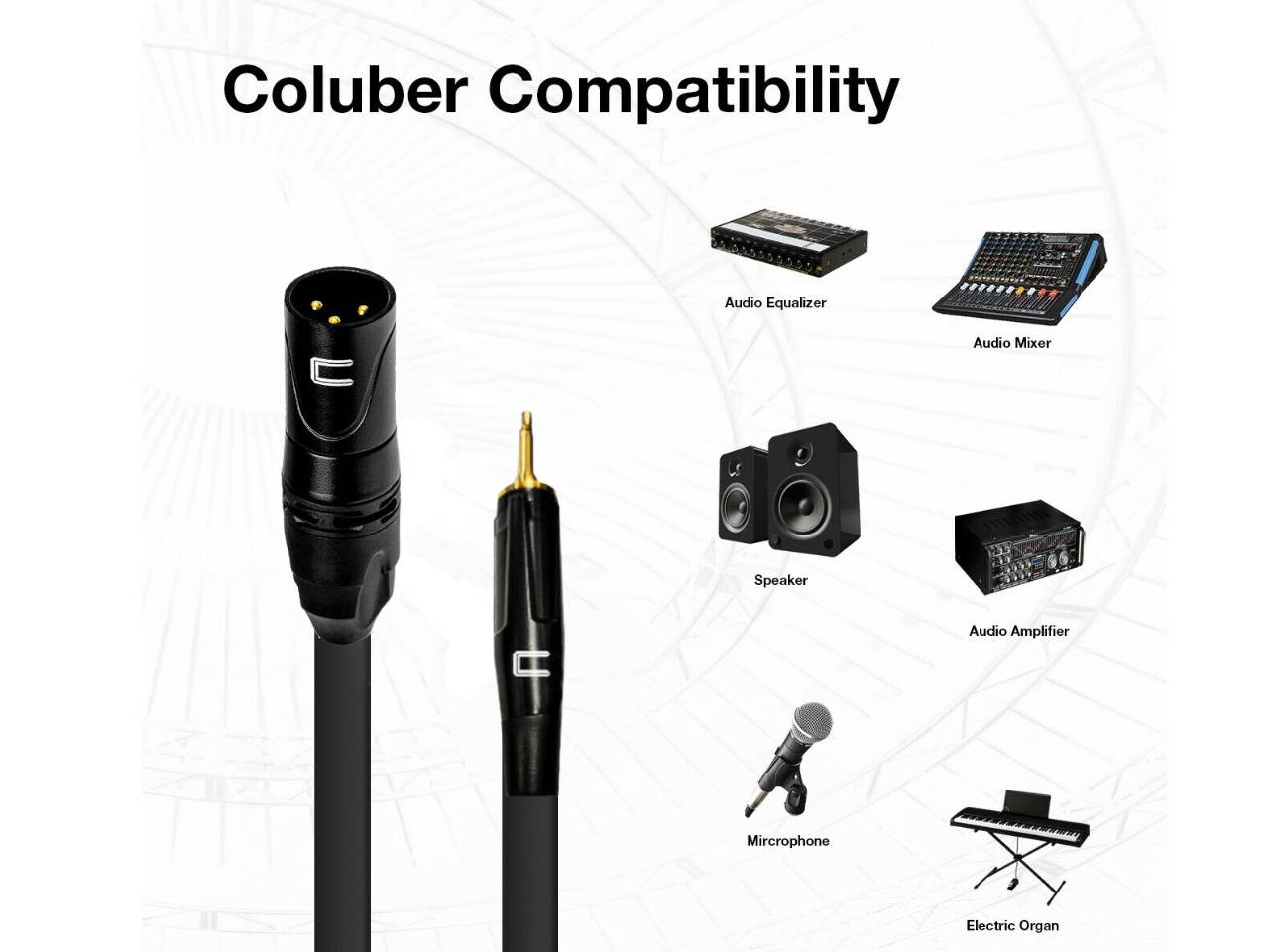 3-Pin XLR Male to 3.5 mm TS Unbalanced Mono Audio Cable Custom Length Color Cord