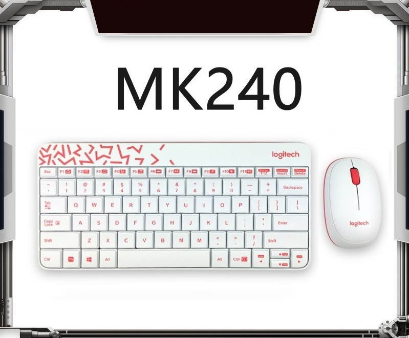 Logitech MK240 Nano Wireless Bluetooth White Keyboard and Mouse Set Slim Office Keyboard
