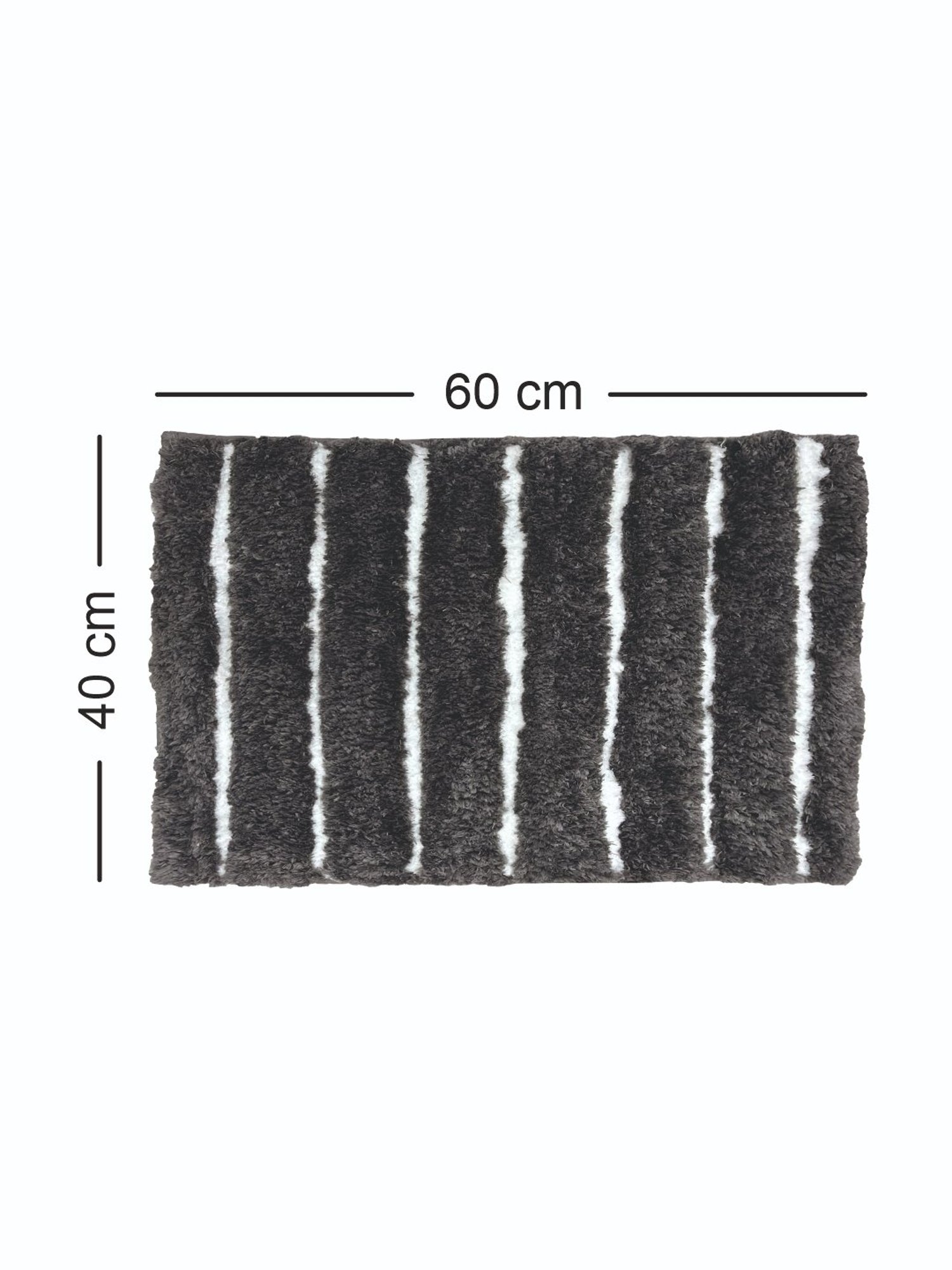 Nautica Stripes Grey 2200 GSM Polyester Anti Slip Medium Bath Mat