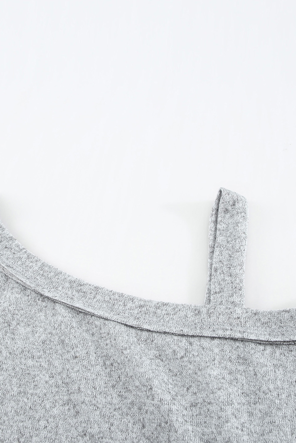 Blank Sweatshirt - Gray Loose Fit Long Sleeve One Shoulder Top Customized