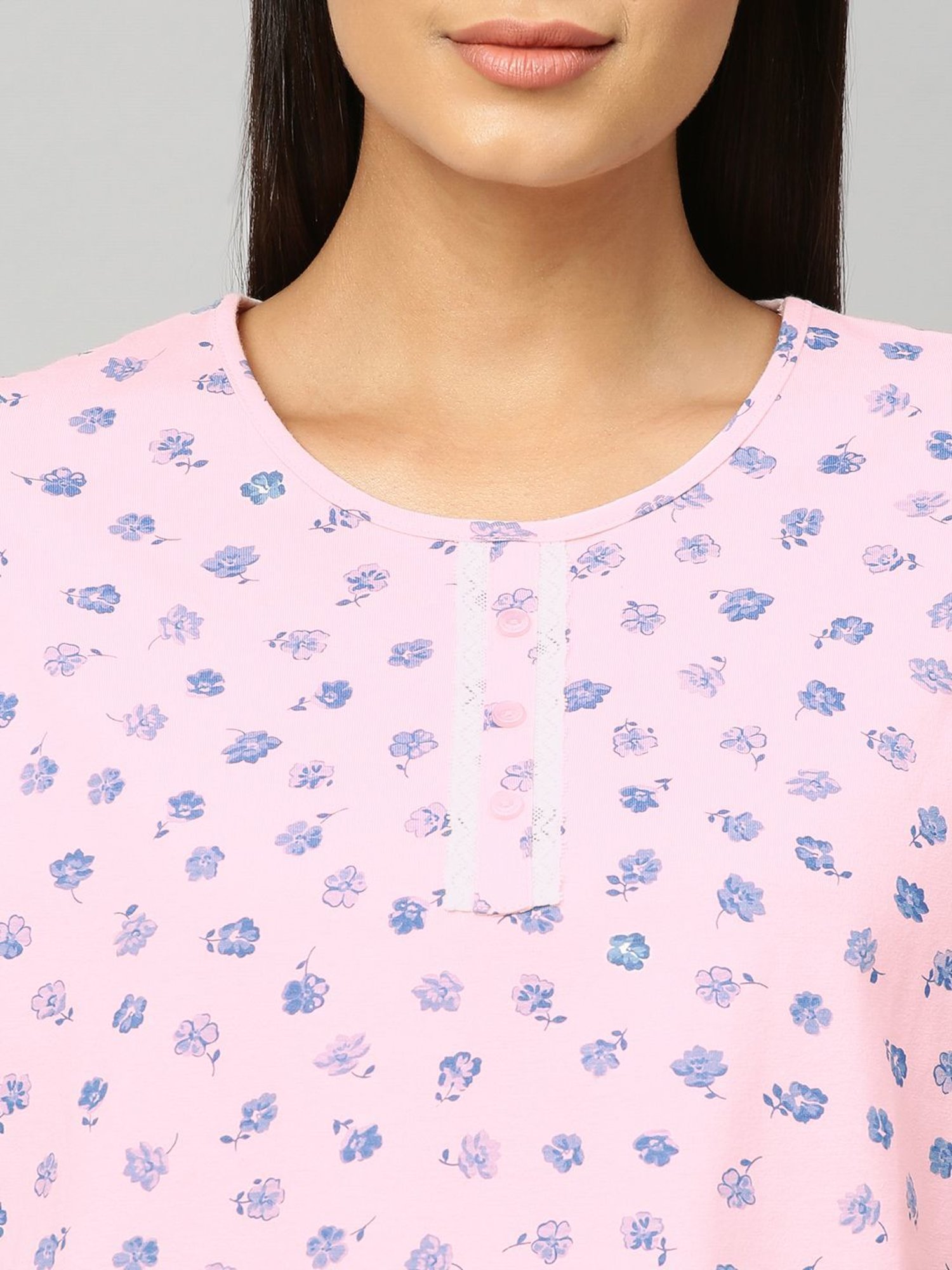 Chemistry Pink Cotton Floral Print T-Shirt With Shorts