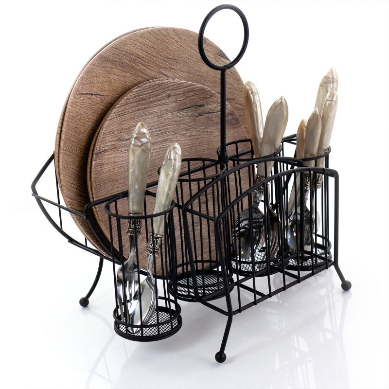 Gibson Home Central Park 11.8 Inch Iron Utensil Caddy in Black