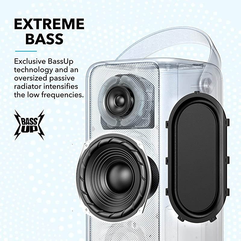 Trance Bluetooth Speaker, Outdoor Bluetooth Speaker with 18 Hour Playtime, BassUp Technology, Huge 101dB Sound, LED Lights,  App, IPX7 Waterproof, Wireless Speaker for Party