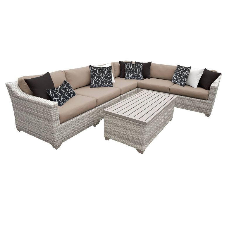 Fairmont 7pc Patio Sectional Seating Set with Cushions - Wheat - TK Classics